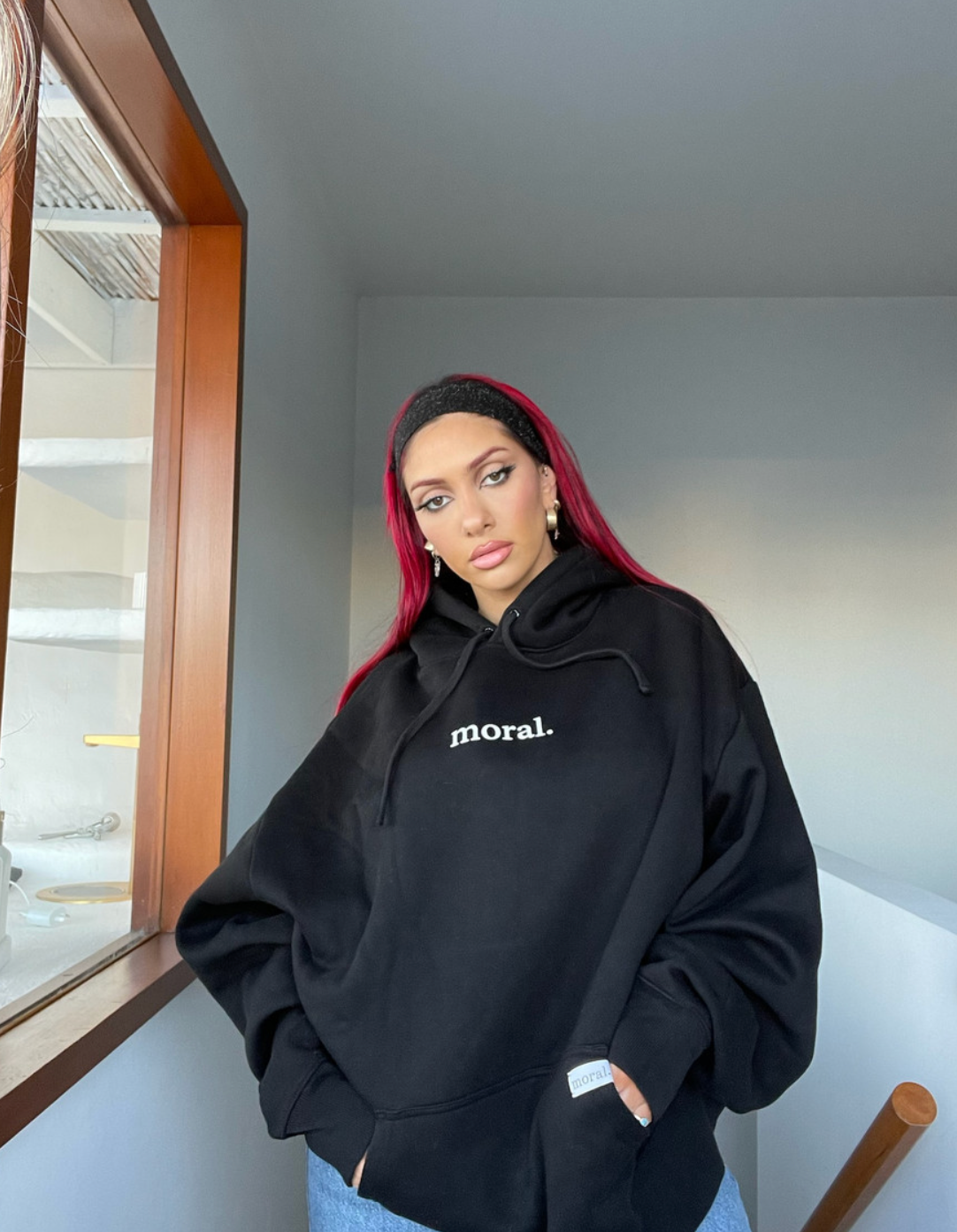 hoodie with mini print 'white'